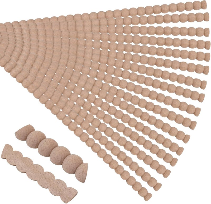 Soengsau 15-Pack 15.75" Unfinished Wood Beaded Trim - Easy to Paint, Cute Decorative Molding DIY Craft for Furniture Frame, Mirror Edge, Wall, Door, Closet, Dresser, Shelf - Image 1